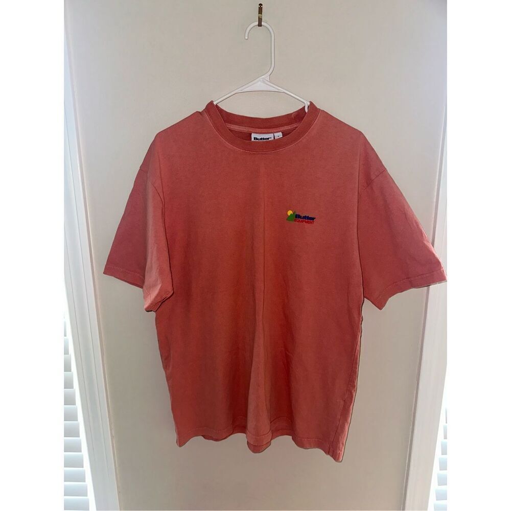 Butter Goods Men's Equipment Pigment Dye T-Shirt in Blush Size Large